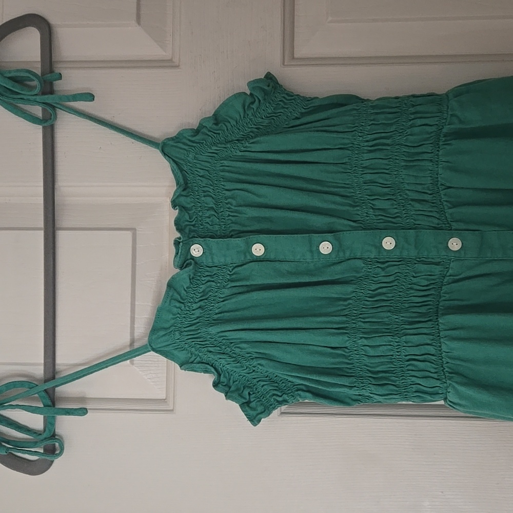Universal Thread Green Sleeveless Midi Button-Down Dress Linen Blend - Picture 4 of 8